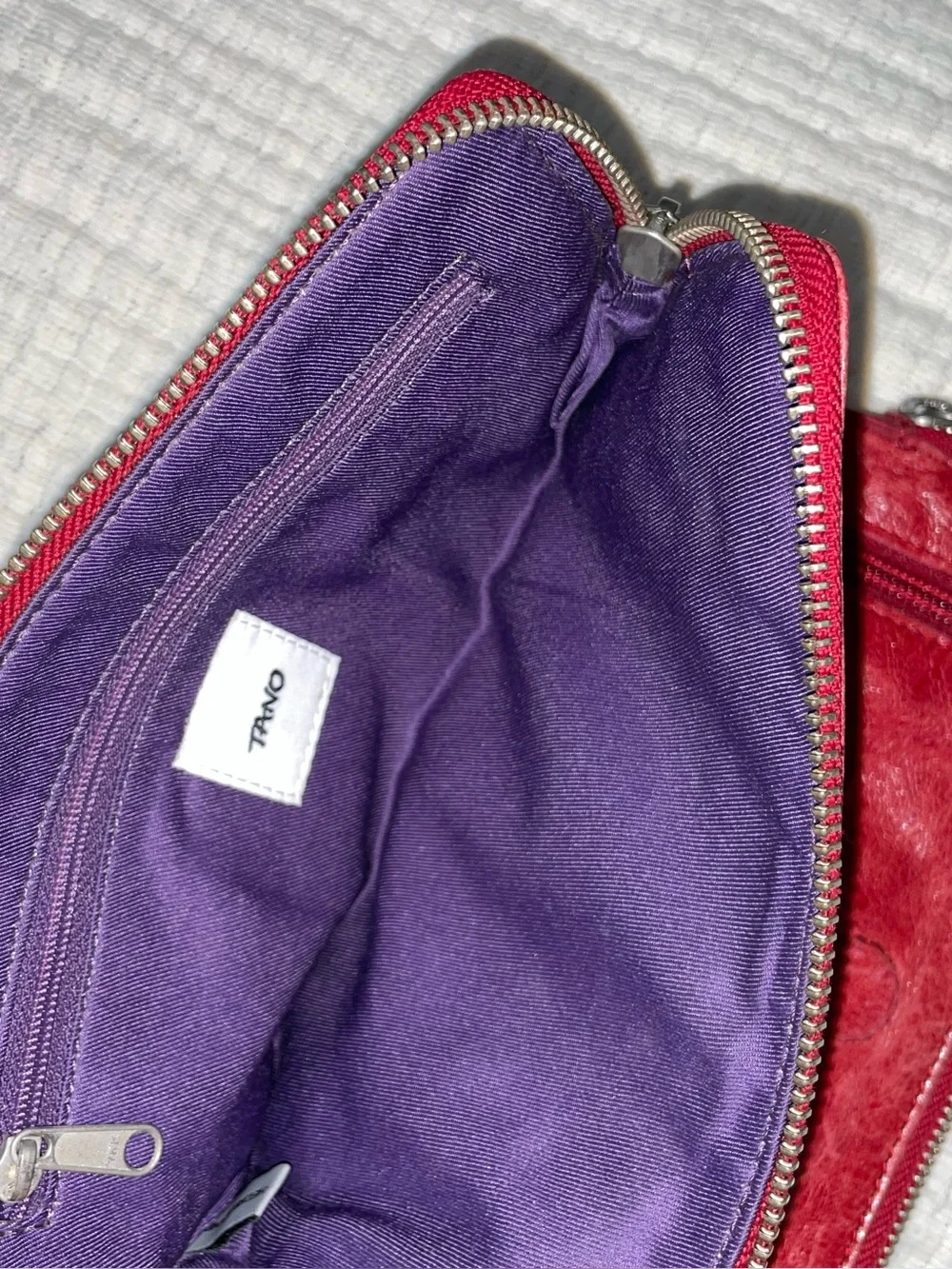TANO Red Leather Clutch Wallet  Large Travel